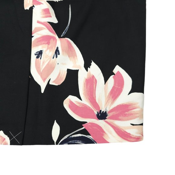 Ann Taylor Factory Floral Pencil Skirt Womens Sz 10 Black Pink Back Zip Slit NEW - Picture 16 of 16
